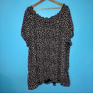 3XL Chiffon Animal Print Off the Shoulder Elastic Tee